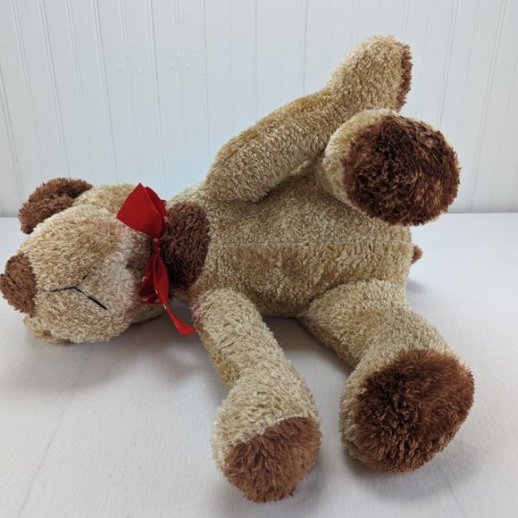 Lucky Toys Brown Spotted Puppy Dog Plush 16" Stuffed Animal Red Heart Ribbon - Picture 9 of 9